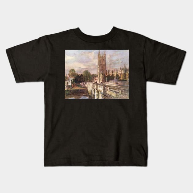 Magdalen tower & bridge, Oxford 1900s Kids T-Shirt by artfromthepast